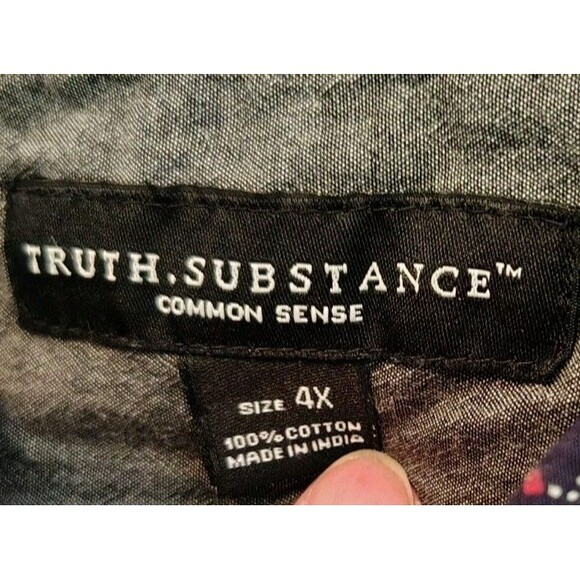 Truth Substance Common Sense Shirt Size 4X Shirt Button Diamond Pattern Cotton - Picture 2 of 13